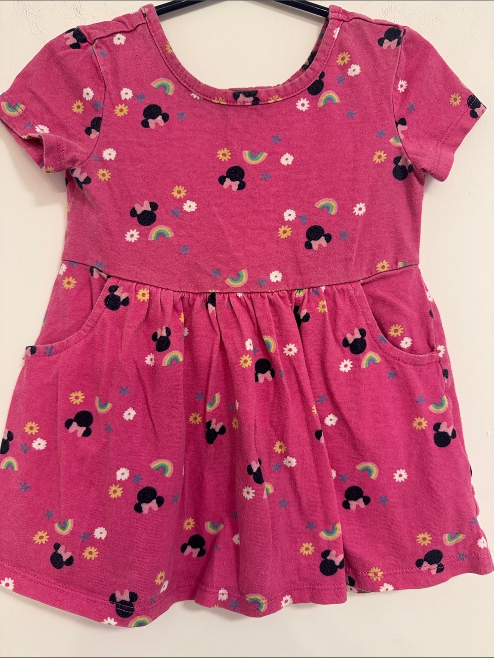 Girls Pink Short-Sleeve Pocket Top with Playful Prints